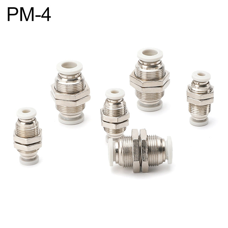 PM-4 LAIZE PM Bulkhead Straight Pneumatic Quick Fitting Connector - Interface Series by LAIZE | Online Shopping UK | buy2fix