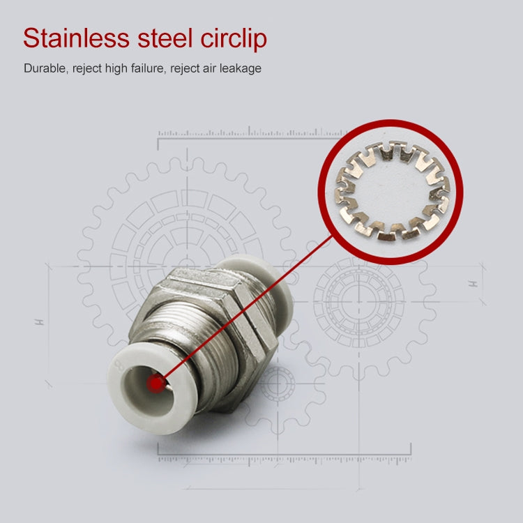 PM-6 LAIZE PM Bulkhead Straight Pneumatic Quick Fitting Connector - by LAIZE | Online Shopping UK | buy2fix