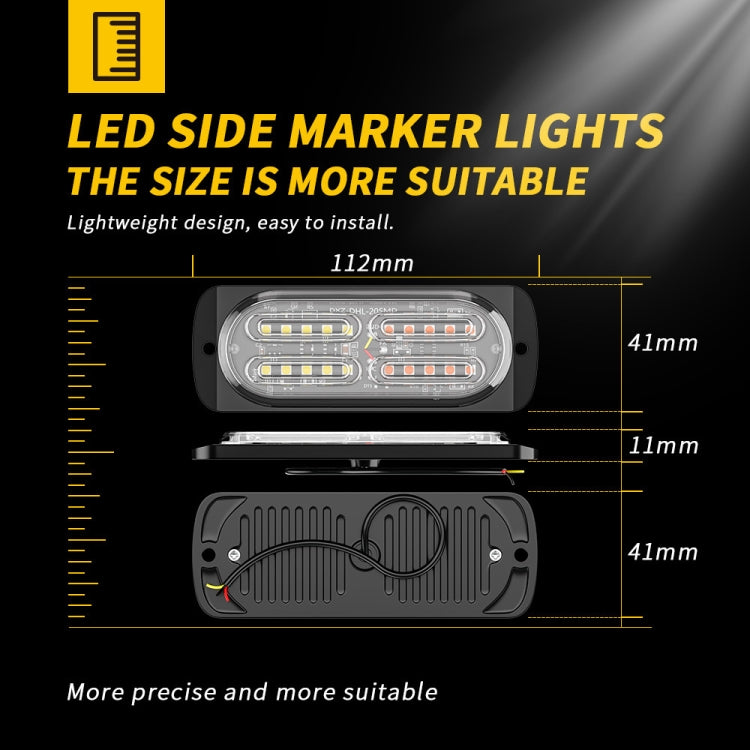 2pcs DC12-24V 3.2W Car 20LED Ultra-thin Strobe Light(White + Yellow Light) - Warning Lights by buy2fix | Online Shopping UK | buy2fix