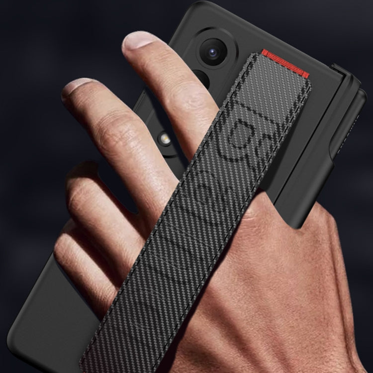 For Samsung Galaxy Z Fold4 GKK Magnetic Fold Hinge Shockproof Phone Case with Wrist Strap(Carbon Fibre) by GKK