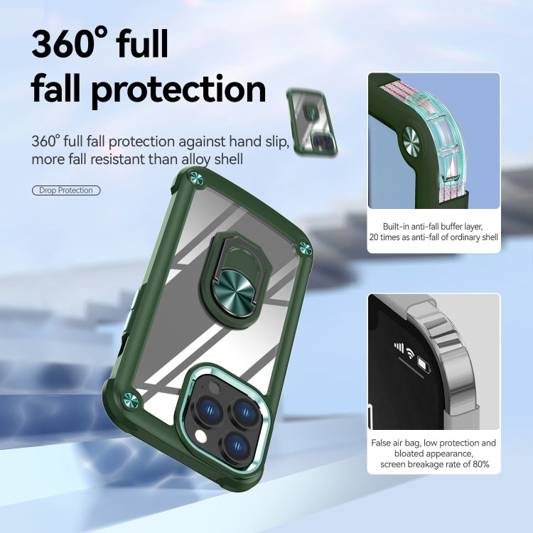 For iPhone 11 Pro Max TPU + PC Lens Protection Phone Case with Ring Holder(Green) - iPhone 11 Pro Max Cases by buy2fix | Online Shopping UK | buy2fix