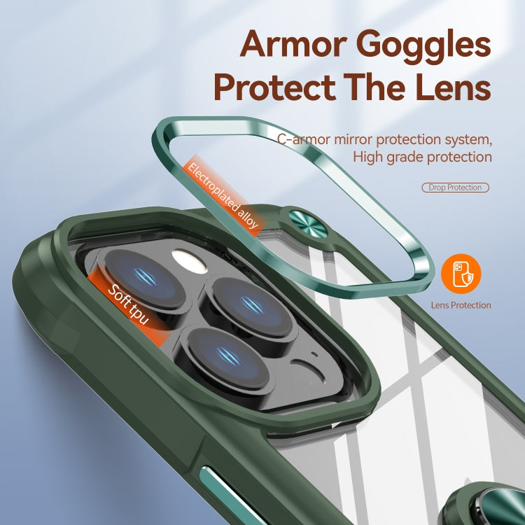 For iPhone 11 Pro Max TPU + PC Lens Protection Phone Case with Ring Holder(Green) - iPhone 11 Pro Max Cases by buy2fix | Online Shopping UK | buy2fix