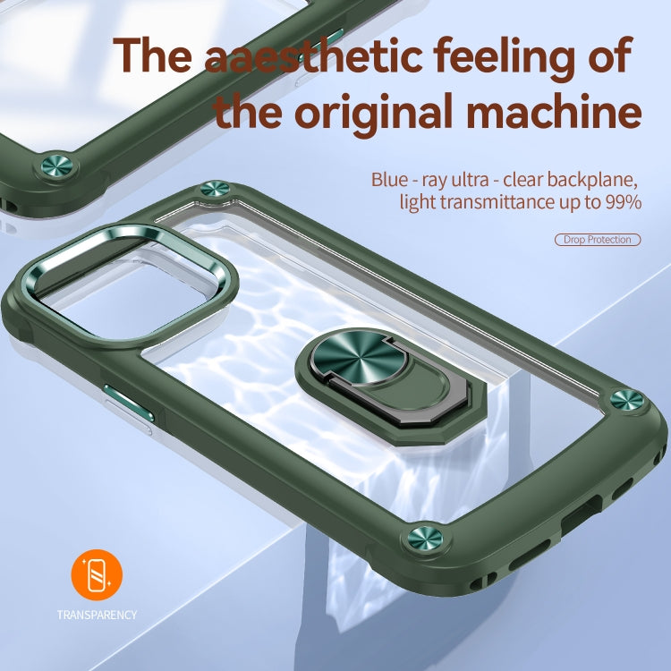For iPhone 11 Pro Max TPU + PC Lens Protection Phone Case with Ring Holder(Green) - iPhone 11 Pro Max Cases by buy2fix | Online Shopping UK | buy2fix