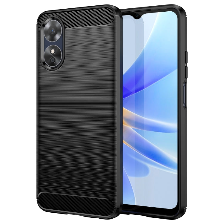 For OPPO A17k Brushed Texture Carbon Fiber TPU Phone Case(Black) - OPPO Cases by buy2fix | Online Shopping UK | buy2fix
