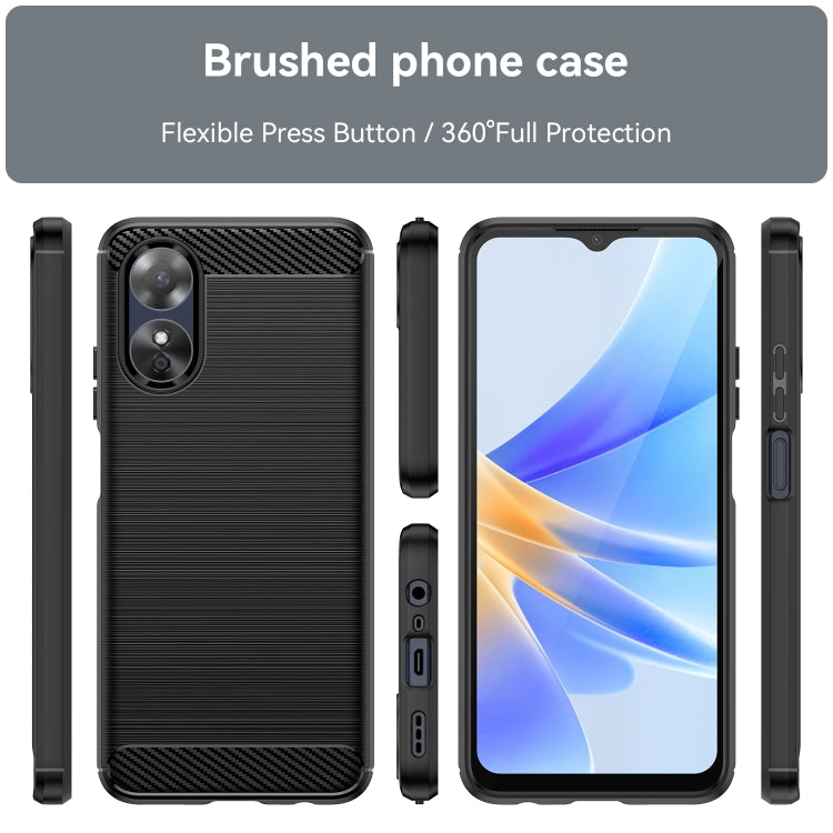 For OPPO A17k Brushed Texture Carbon Fiber TPU Phone Case(Black) - OPPO Cases by buy2fix | Online Shopping UK | buy2fix