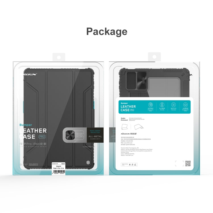 For Xiaomi Pad 5 Pro 12.4 inch NILLKIN Bumper Pro Leather Tablet Case with Pen Slot & Sleep / Wake-up Function(Grey) by NILLKIN