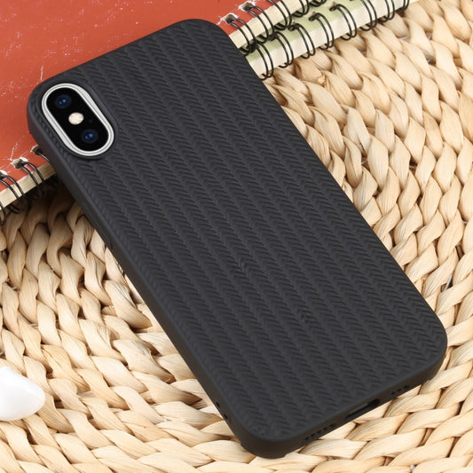 For iPhone X / XS Weave Texture Silicone Phone Case(Black) by buy2fix