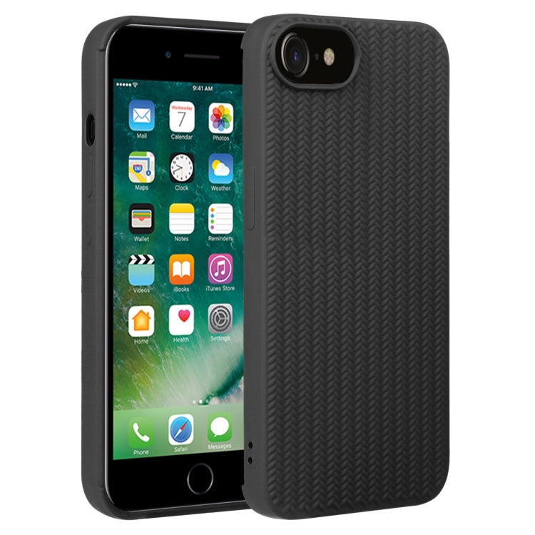 For iPhone SE 2022 / SE 2020 / 7 / 8 Weave Texture Silicone Phone Case(Black) - iPhone SE 2022 / 2020 / 8 / 7 Cases by buy2fix | Online Shopping UK | buy2fix