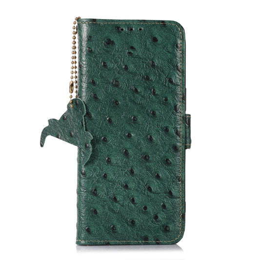 For Google Pixel 7 Pro Ostrich Pattern Genuine Leather RFID Phone Case(Green) by buy2fix
