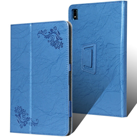 For TCL Tab Pro 5G Flower Embossed Leather Tablet Case with Holder(Blue) by buy2fix