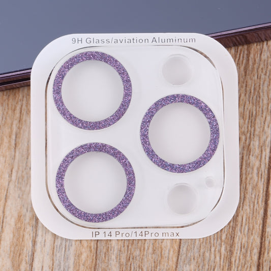 For iPhone 14 Pro Max / 14 Pro Tempered Glass Glitter CD Texture Back Camera Film(Purple) by buy2fix