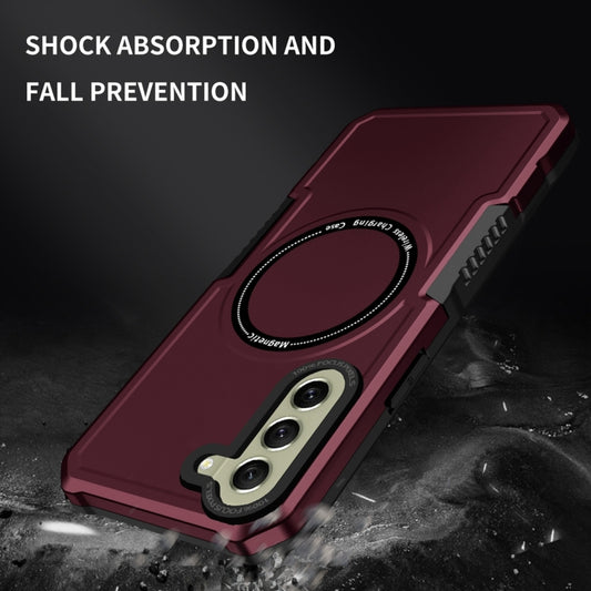 For Samsung Galaxy S21 FE 5G MagSafe Shockproof Armor Phone Case(Wine Red) by buy2fix