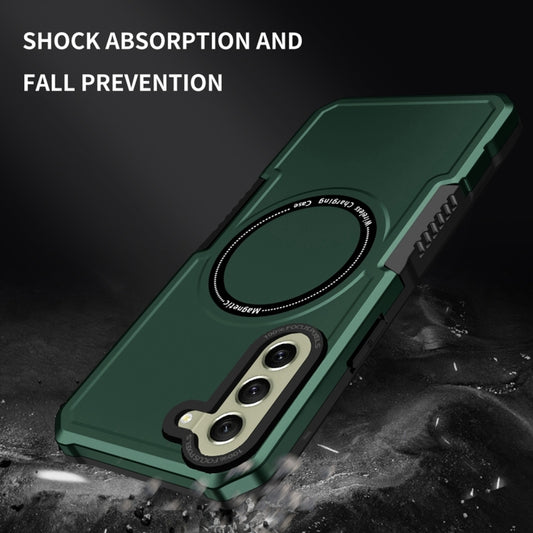 For Samsung Galaxy S21 FE 5G MagSafe Shockproof Armor Phone Case(Dark Green) by buy2fix