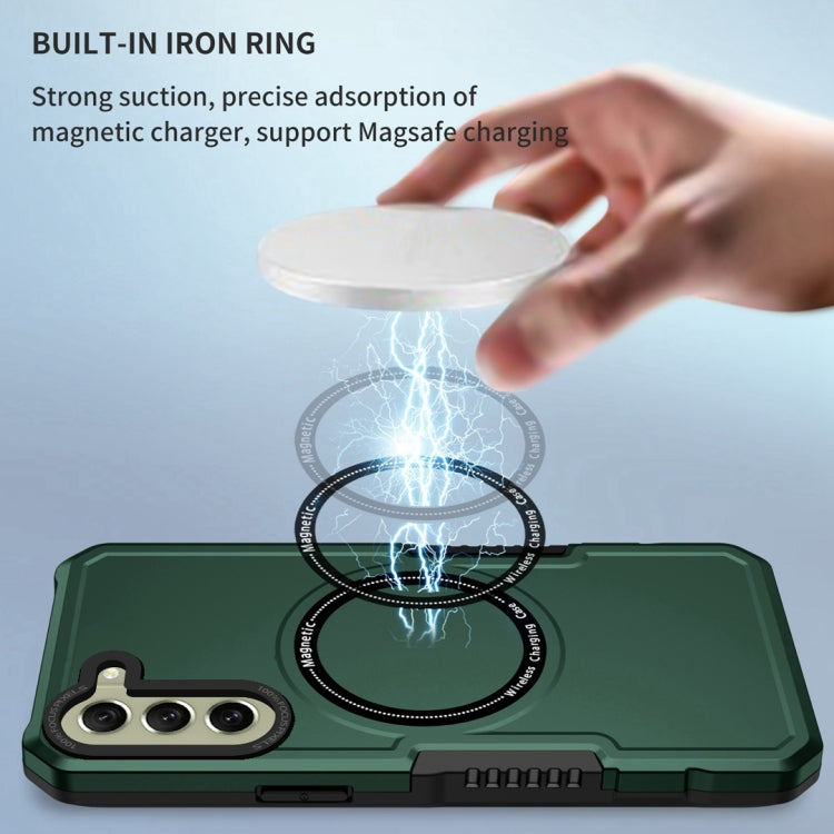 For Samsung Galaxy S21 FE 5G MagSafe Shockproof Armor Phone Case(Dark Green) by buy2fix