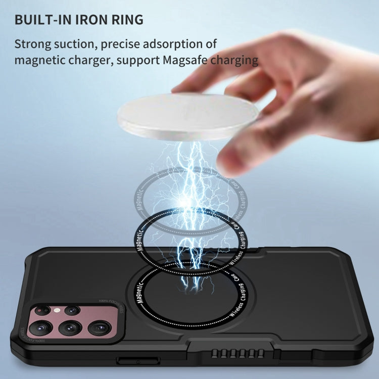 For Samsung Galaxy S22 Ultra 5G MagSafe Shockproof Armor Phone Case(Black) by buy2fix