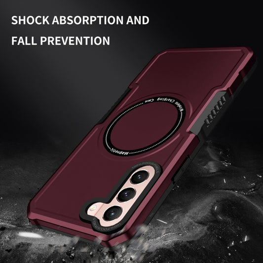 For Samsung Galaxy S22+ 5G MagSafe Shockproof Armor Phone Case(Wine Red) by buy2fix