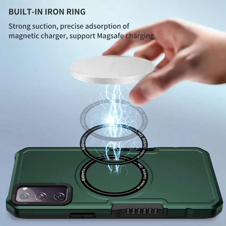 For Samsung Galaxy S20 FE MagSafe Shockproof Armor Phone Case(Dark Green) by buy2fix