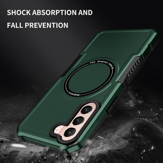 For Samsung Galaxy S21 5G MagSafe Shockproof Armor Phone Case(Dark Green) by buy2fix