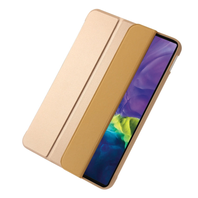 For iPad 2025 / 2022 Three-folding Holder Honeycomb Silicone + PU Smart Leather Tablet Case(Gold) - iPad 2025 / 2022 Cases by buy2fix | Online Shopping UK | buy2fix