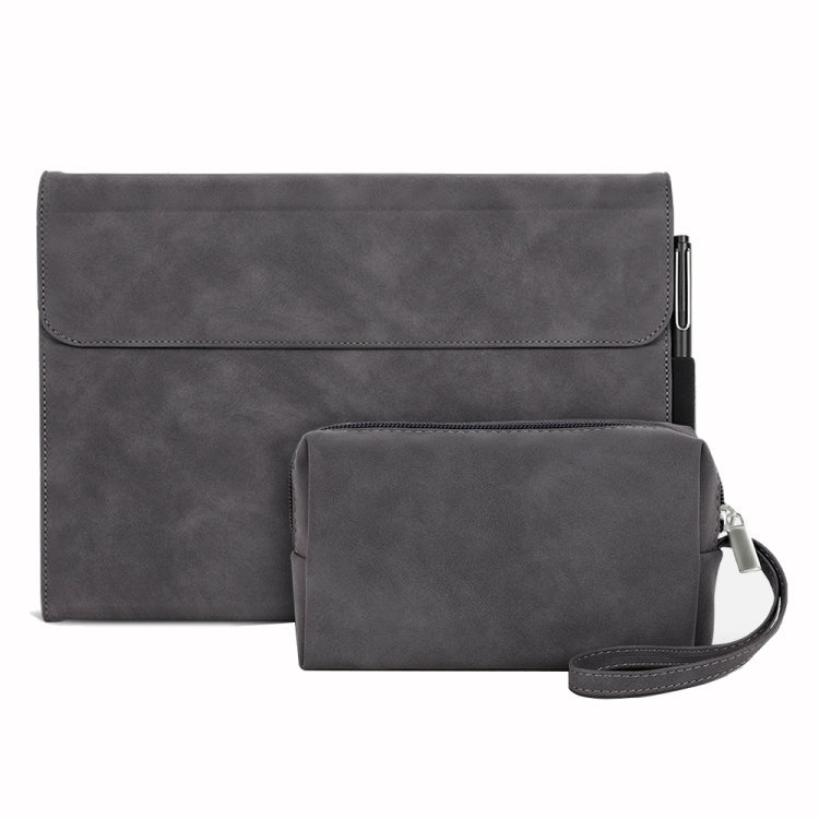 For Microsoft Surface Pro 9 / Surface Pro 10 Sheepskin All-Inclusive Shockproof Protective Case with Power Bag(Grey) - Others by buy2fix | Online Shopping UK | buy2fix