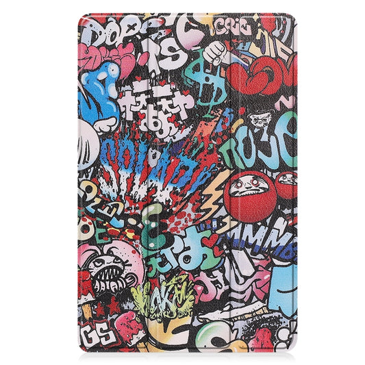 For Lenovo Tab P11 Gen 2 Custer Painted 3-Fold Holder Leather Smart Tablet Case(Graffiti) by buy2fix