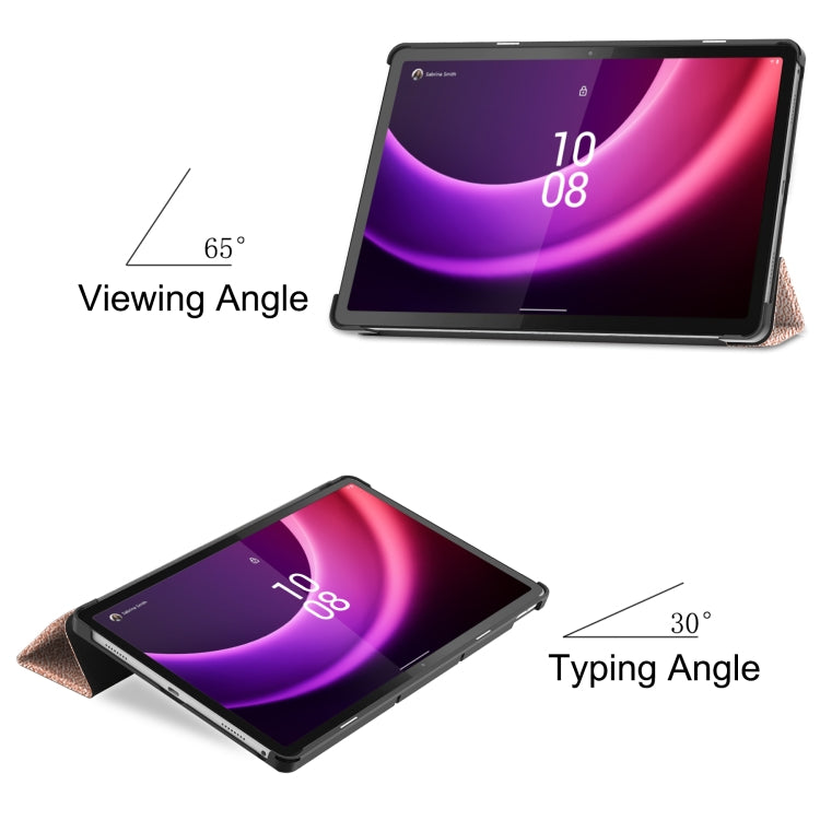 For Lenovo Tab P11 Gen 2 Custer Pure Color 3-Fold Holder Leather Smart Tablet Case(Rose Gold) - Lenovo by buy2fix | Online Shopping UK | buy2fix
