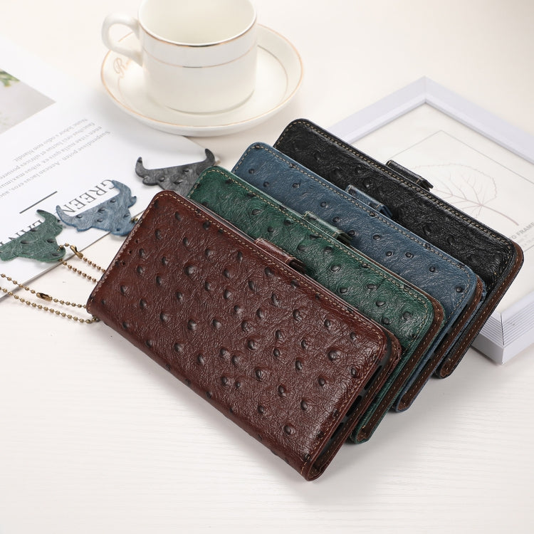 For Nokia X30 5G Ostrich Pattern Genuine Leather RFID Phone Case(Coffee) by buy2fix