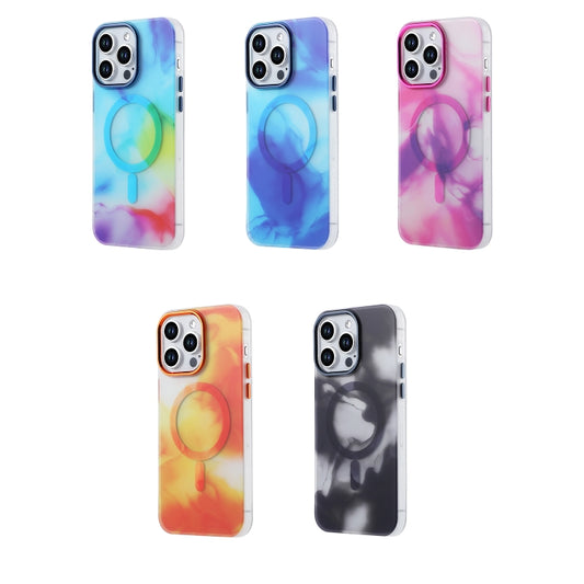 For iPhone 13 MagSafe Magnetic Ink Phone Case(Pink Purple) by buy2fix