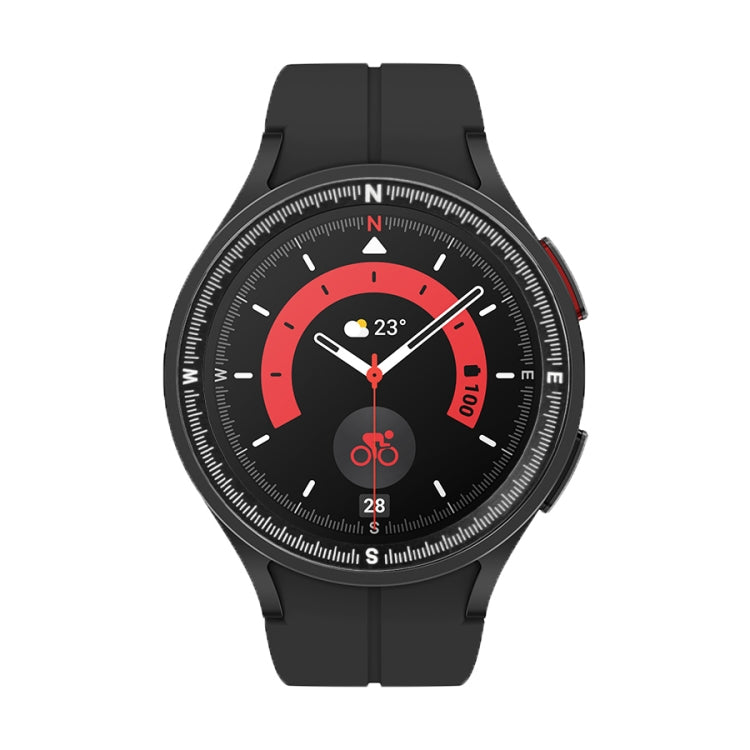 For Samsung Galaxy Watch 5 Pro Compass Scale Metal Watch Bezel(Black) - Watch Cases by buy2fix | Online Shopping UK | buy2fix