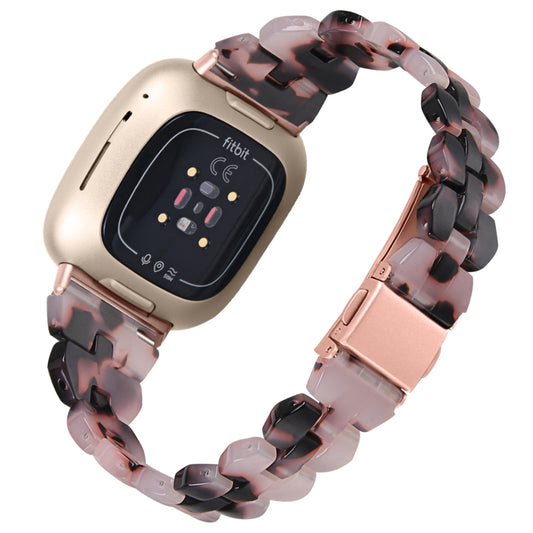 For Fitbit Versa 4 / Sense 2 Universal Rhombus Resin Watch Band(Tortoise Stone Flower) by buy2fix