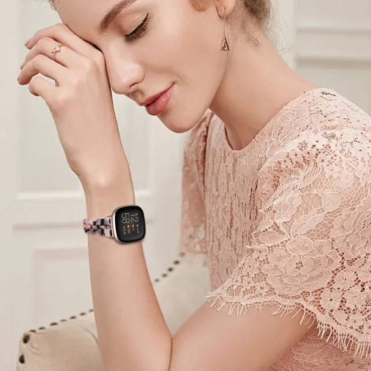 For Fitbit Versa 4 / Sense 2 Universal Rhombus Resin Watch Band(Tortoise Stone Flower) - Watch Bands by buy2fix | Online Shopping UK | buy2fix