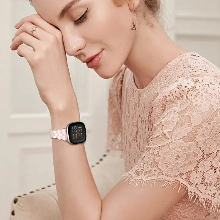 For Fitbit Versa 4 / Sense 2 Universal Rhombus Resin Watch Band(Mermaid Pink) - Watch Bands by buy2fix | Online Shopping UK | buy2fix