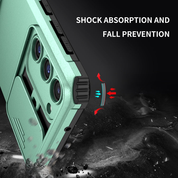 For Samsung Galaxy S23 5G Stereoscopic Holder Sliding Camshield Phone Case(Light Blue) - Galaxy S23 5G Cases by buy2fix | Online Shopping UK | buy2fix