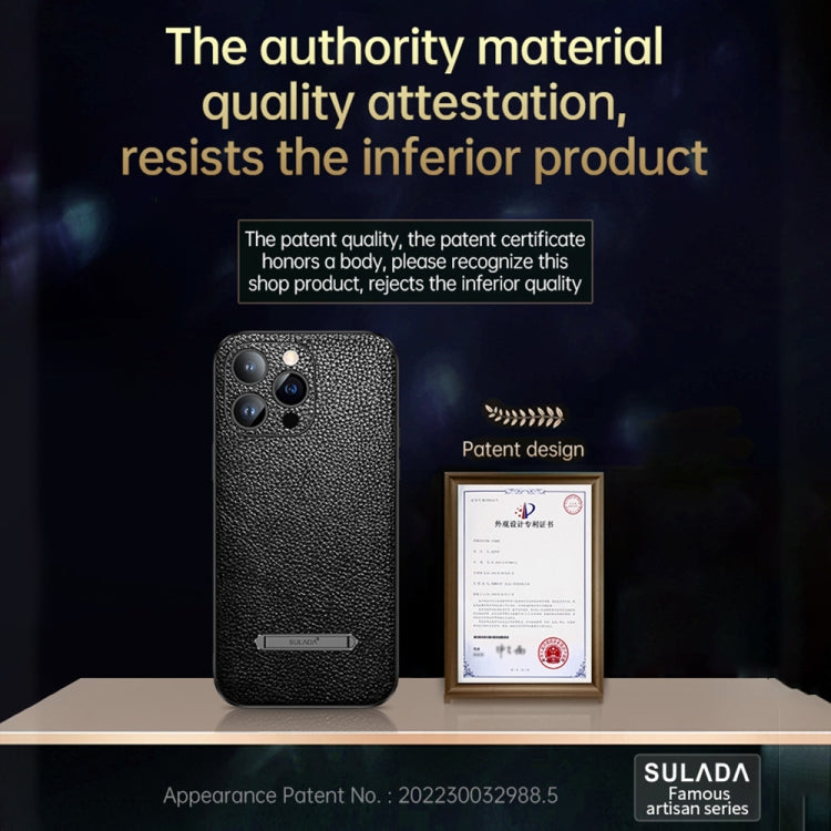 For iPhone 14 SULADA Invisible Bracket Leather Back Cover Phone Case(Brown) by SULADA