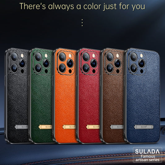 For iPhone 13 Pro SULADA Invisible Bracket Leather Back Cover Phone Case(Orange) by SULADA
