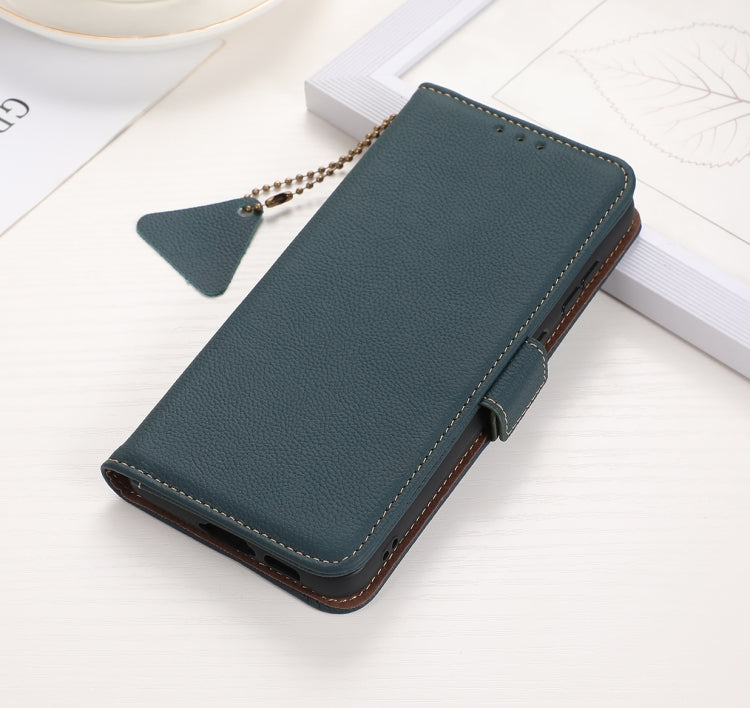 For Nokia X30 5G Side-Magnetic TJ Genuine Leather RFID Phone Case(Green) by buy2fix