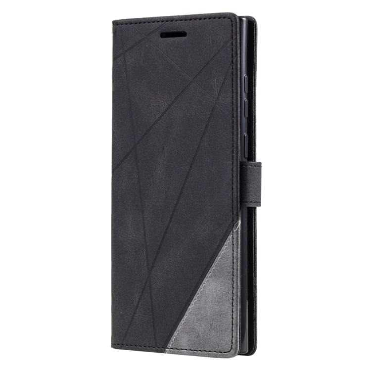 For Samsung Galaxy S23 Ultra 5G Skin Feel Splicing Leather Phone Case(Black) - Galaxy S23 Ultra 5G Cases by buy2fix | Online Shopping UK | buy2fix