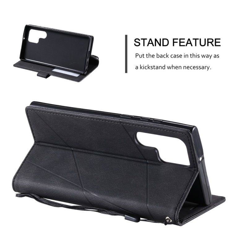 For Samsung Galaxy S23 Ultra 5G Skin Feel Splicing Leather Phone Case(Black) - Galaxy S23 Ultra 5G Cases by buy2fix | Online Shopping UK | buy2fix