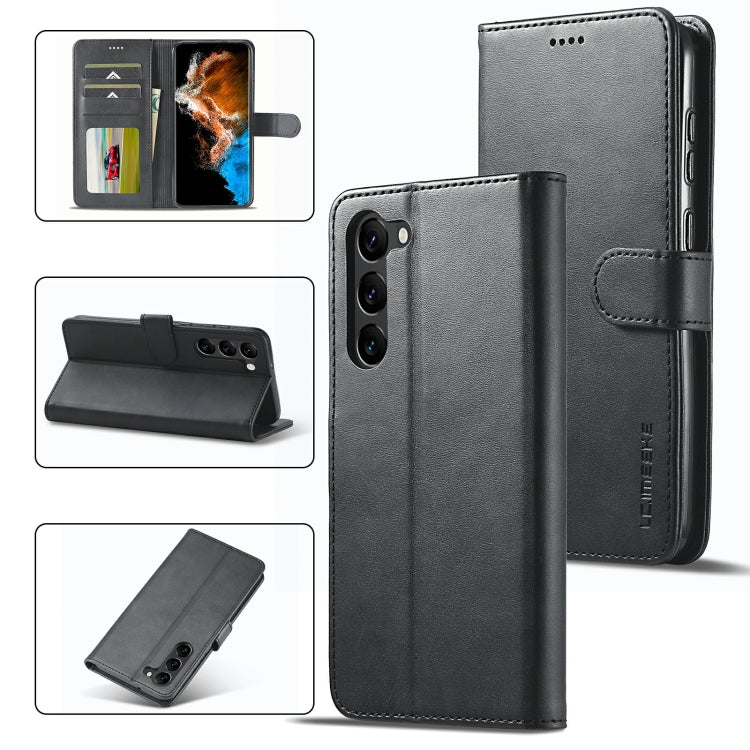 For Samsung Galaxy S23 5G LC.IMEEKE Calf Texture Horizontal Flip Leather Phone Case(Black) - Galaxy S23 5G Cases by LC.IMEEKE | Online Shopping UK | buy2fix
