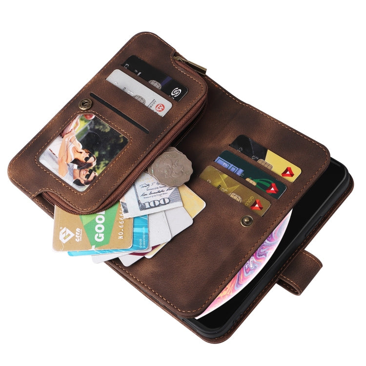 For iPhone XR Multifunctional Card Slot Zipper Wallet Leather Phone Case(Brown) - More iPhone Cases by buy2fix | Online Shopping UK | buy2fix
