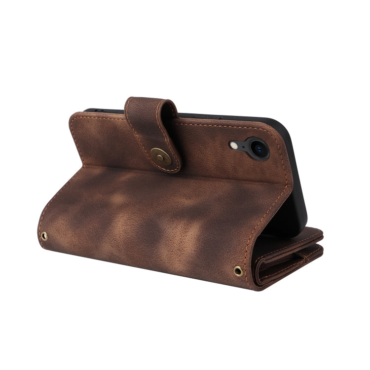 For iPhone XR Multifunctional Card Slot Zipper Wallet Leather Phone Case(Brown) - More iPhone Cases by buy2fix | Online Shopping UK | buy2fix