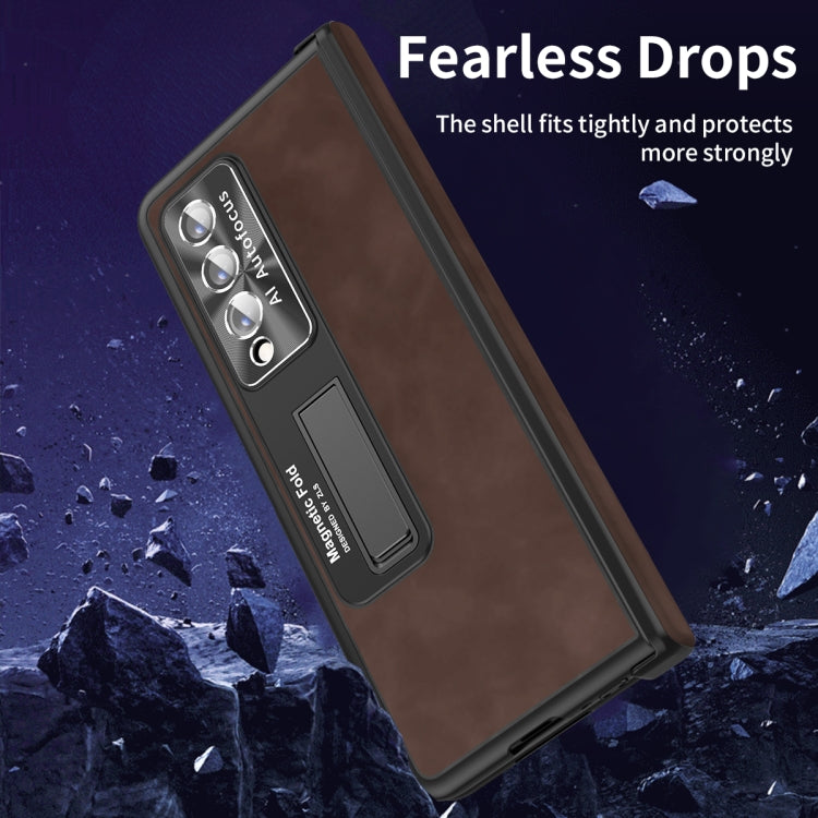 For Samsung Galaxy Z Fold3 5G Napa Texture All-inclusive Phone Case(Coffee) by buy2fix