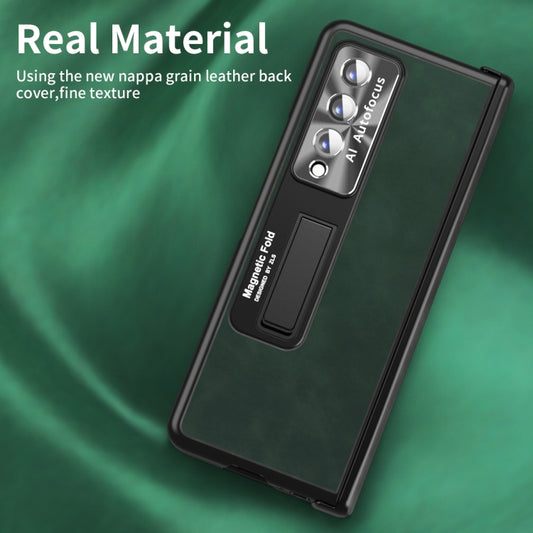 For Samsung Galaxy Z Fold4 Napa Texture All-inclusive Phone Case(Green) by buy2fix