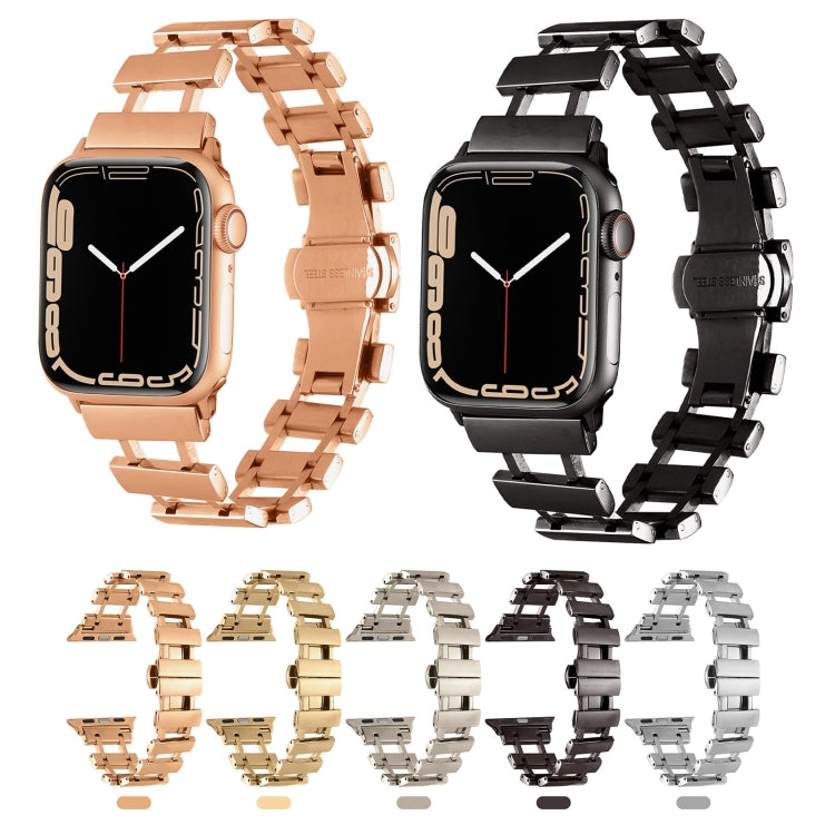 Hollow Stainless Steel Watch Band For Apple Watch Ultra 49mm / Series 8&7 45mm / SE 2&6&SE&5&4 44mm(Starlight) by buy2fix