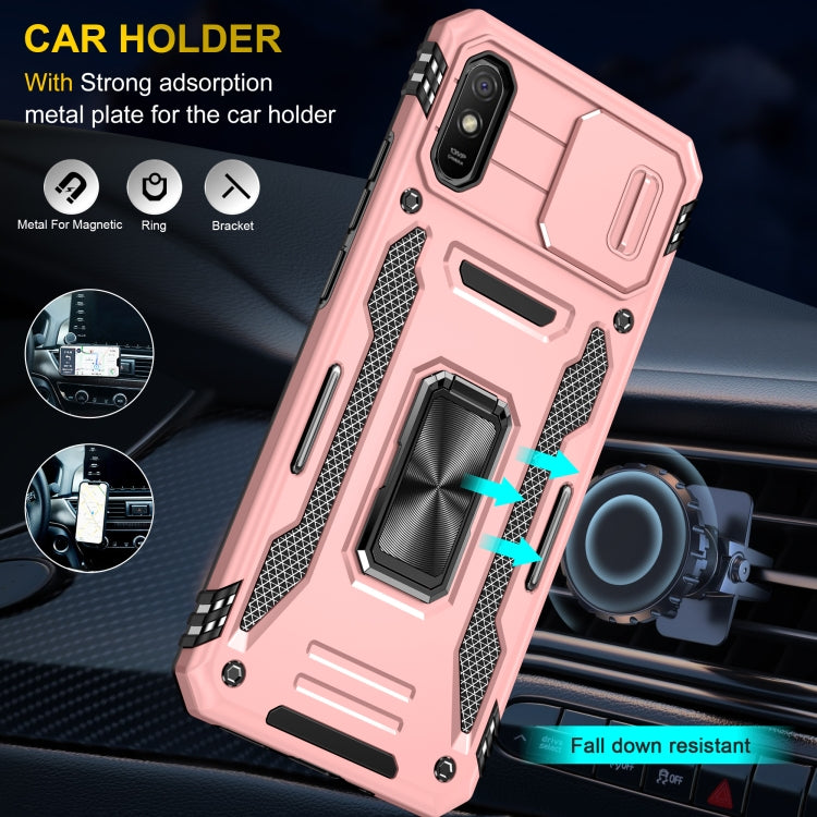For Xiaomi Redmi 9A Armor PC + TPU Camera Shield Phone Case(Rose Gold) by buy2fix