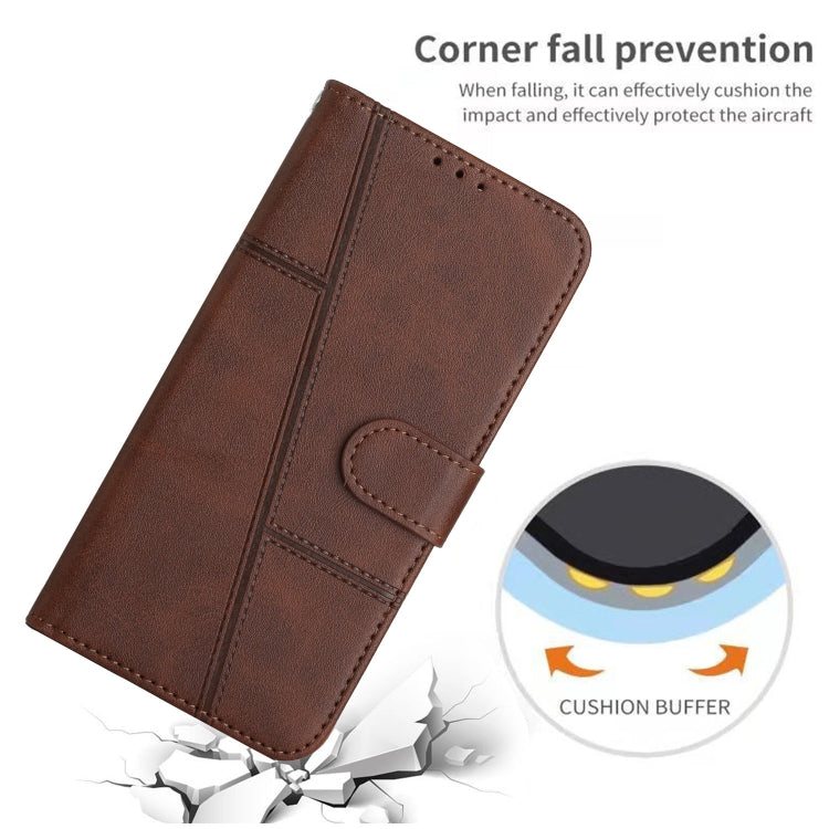 For Infinix Hot 20 5G Stitching Calf Texture Buckle Leather Phone Case(Brown) - Infinix Cases by buy2fix | Online Shopping UK | buy2fix