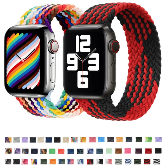 Nylon Single-turn Braided Watch Band For Apple Watch Series 9&8&7 41mm / SE 3&SE 2&6&SE&5&4 40mm / 3&2&1 38mm, Length:145mm (Rainbow) by buy2fix