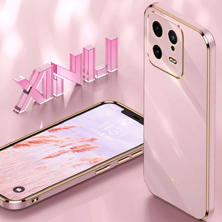 For Xiaomi 13 XINLI Straight Edge 6D Electroplate TPU Phone Case(Pink) by buy2fix