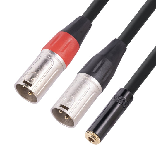 TC227YXK402-03 3.5mm Female to Dual XLR 3pin Male Audio Cable, Length: 30cm(Red Black) - Microphone Audio Cable & Connector by buy2fix | Online Shopping UK | buy2fix