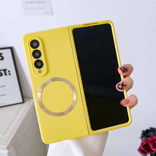 For Samsung Galaxy Z Fold4 Skin Feel MagSafe Magnetic Phone Case(Yellow) by buy2fix
